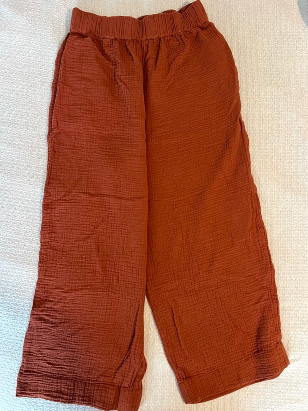 Hanna Andersson Rust Wide-Leg Cotton Gauze Women’s Pants